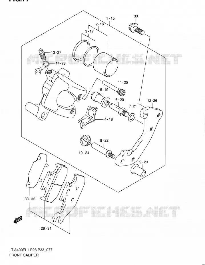 ETRIER DE FREIN AVANT Suzuki QUAD 400 KINGQUAD 2011  LT-A400F L1/LT-A400FZ L1 (P03,P28,P33)