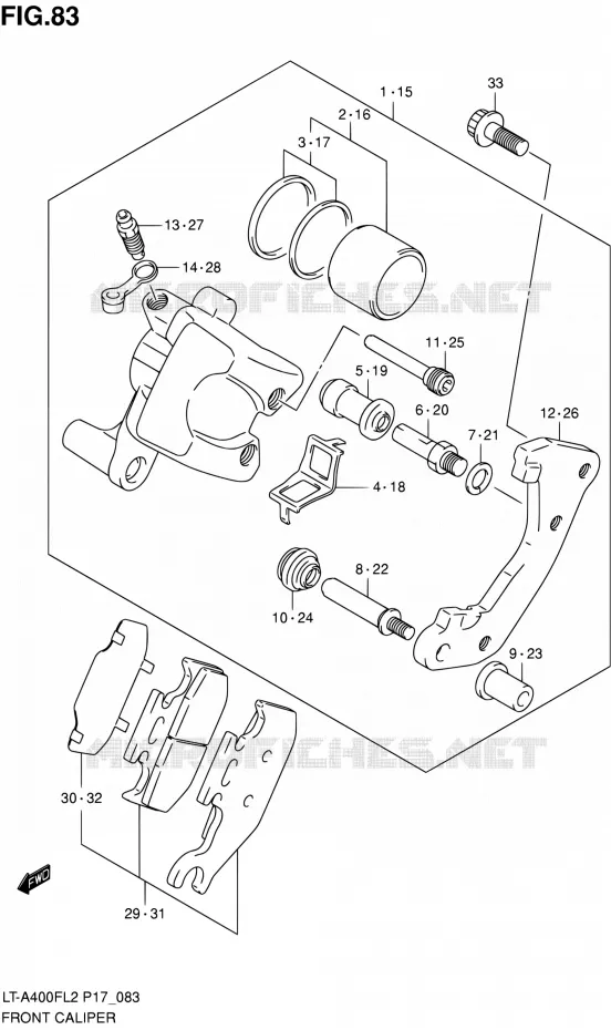 ETRIER DE FREIN AVANT Suzuki QUAD 400 KINGQUAD 2012  LT-A400F L2/LT-A400FZ L2 (P17,P24)