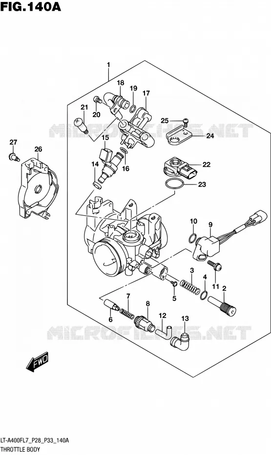 CORPS DE PAPILLON Suzuki QUAD 400 KINGQUAD 2017  LT-A400F L7 (P03,P28,P33)