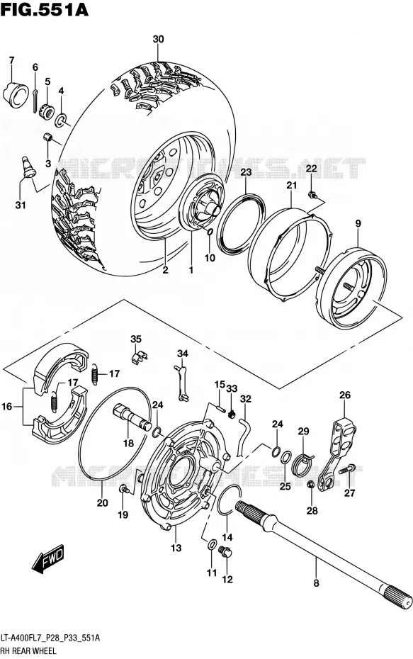 ROUE ARRIERE DROITE Suzuki QUAD 400 KINGQUAD 2017  LT-A400F L7 (P03,P28,P33)