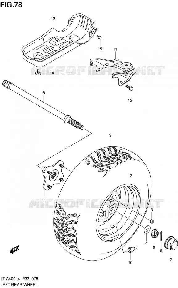 ROUE ARRIERE GAUCHE (LT-A400L4 P33) Suzuki QUAD 400 KINGQUAD 2014  LT-A400 L4 (P03,P28,P33)