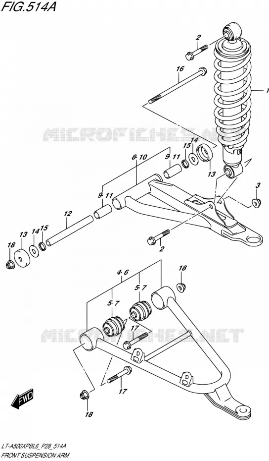 BRAS SUSPENSION AVANT Suzuki QUAD 500 KINGQUAD 2016  LT-A500XPB L6 (P28,P33)