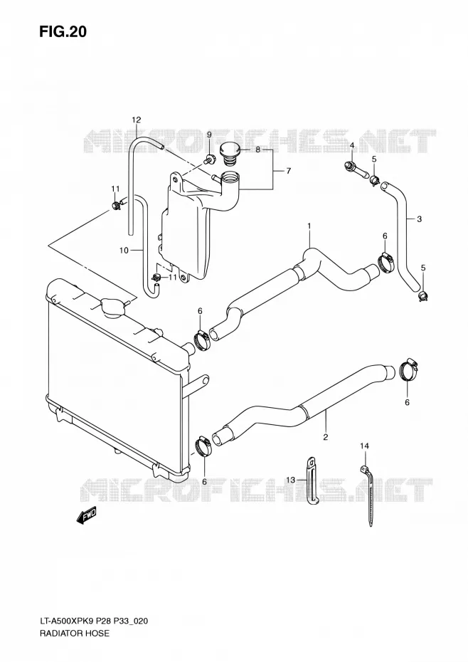 DURITE DE RADIATEUR Suzuki QUAD 500 KINGQUAD 2010  LT-A500XP L0/LT-A500XPZ L0 (P28,P33)