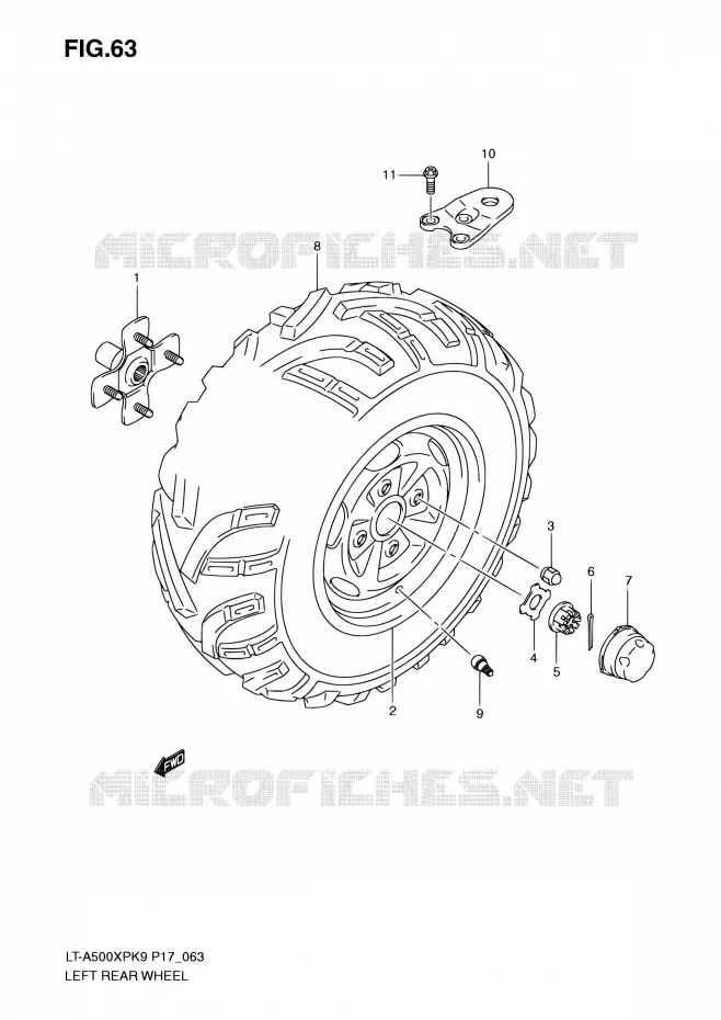 ROUE ARRIERE GAUCHE Suzuki QUAD 500 KINGQUAD 2010  LT-A500XP L0 (P17,P24)