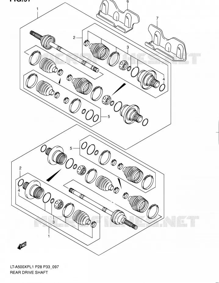ARBRE DE ROUE ARRIERE Suzuki QUAD 500 KINGQUAD 2011  LT-A500XP L1/LT-A500XPZ L1 (P03,P28,P33)
