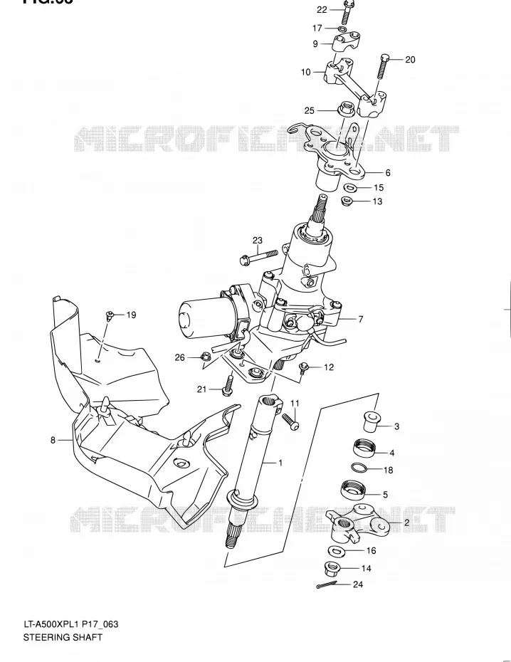 COLONNE DE DIRECTION Suzuki QUAD 500 KINGQUAD 2011  LT-A500XP L1 (P17,P24)