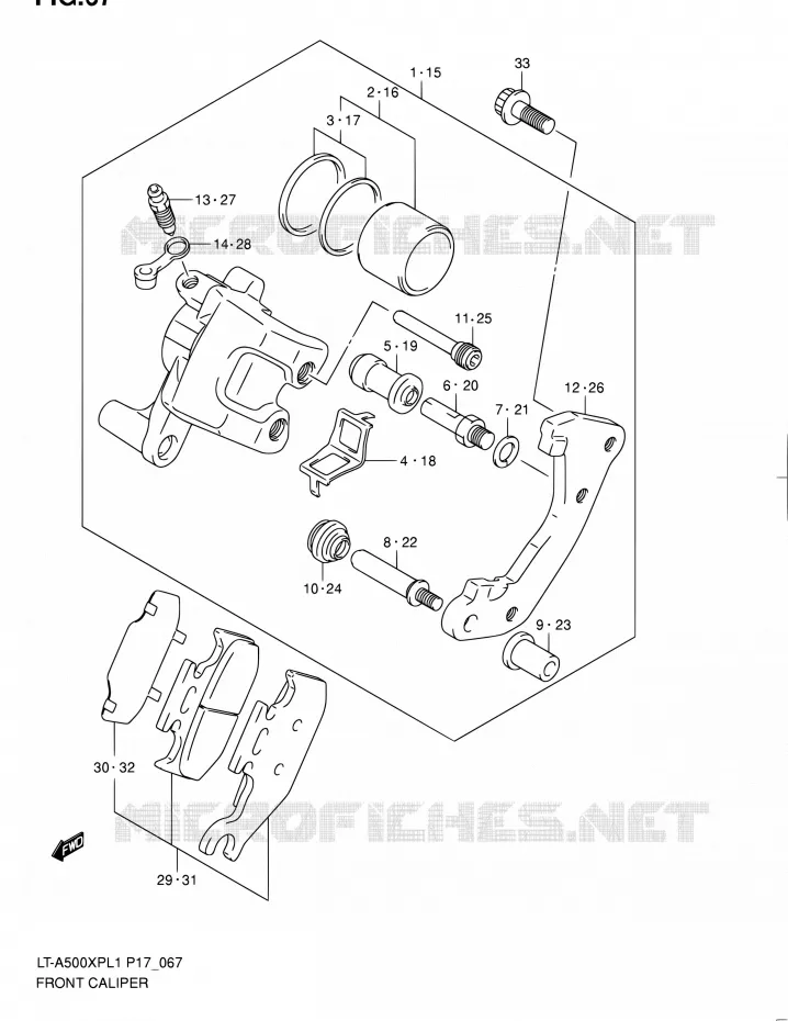 ETRIER DE FREIN AVANT Suzuki QUAD 500 KINGQUAD 2011  LT-A500XP L1 (P17,P24)