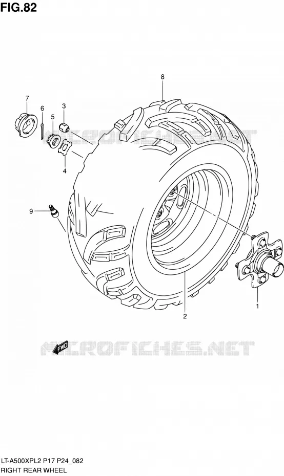 ROUE ARRIERE DROITE Suzuki QUAD 500 KINGQUAD 2012  LT-A500XP L2/LT-A500XPZ L2 (P17,P24)