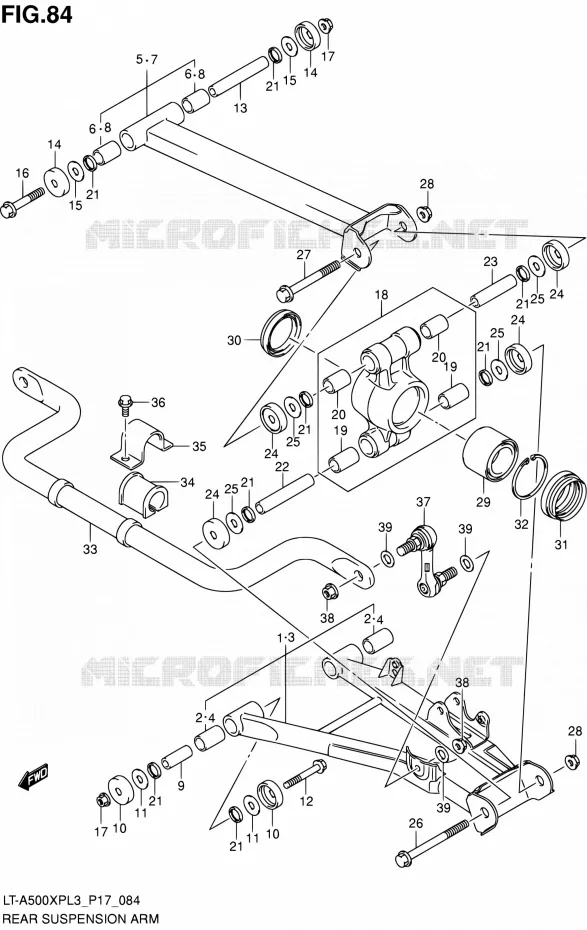 BRAS SUSPENSION ARRIERE Suzuki QUAD 500 KINGQUAD 2013  LT-A500XP L3/LT-A500XPZ L3 (P17,P24)