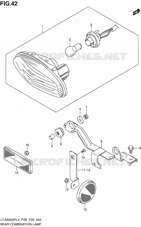 ENSEMBLE FEU ARRIERE (LT-A500XPL4 P28) Suzuki QUAD 500 KINGQUAD 1992  LT-A500XP L4/LT-A500XPZ L4 (P03,P28,P33)