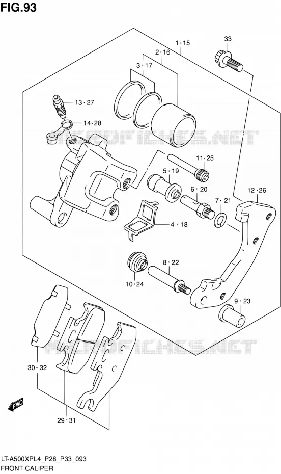 ETRIER DE FREIN AVANT Suzuki QUAD 500 KINGQUAD 1992  LT-A500XP L4/LT-A500XPZ L4 (P03,P28,P33)