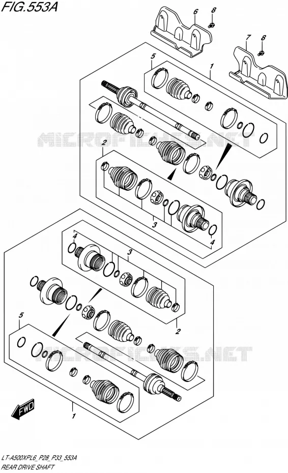 ARBRE DE ROUE ARRIERE Suzuki QUAD 500 KINGQUAD 2016  LT-A500XP L6/LT-A500XPZ L6 (P28,P33)