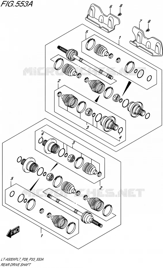 ARBRE DE ROUE ARRIERE Suzuki QUAD 500 KINGQUAD 2017  LT-A500XP L7/LT-A500XPZ L7 (P28,P33)
