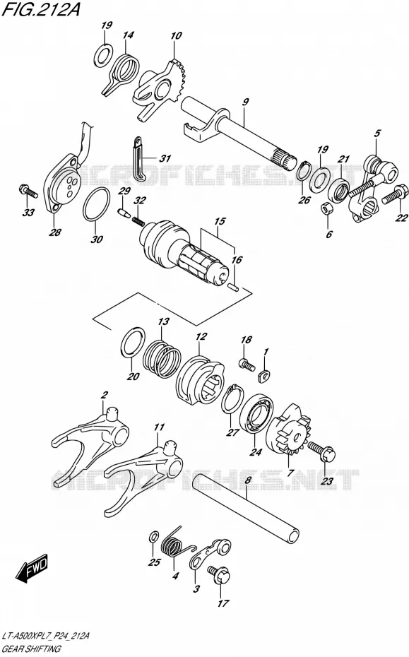 ENSEMBLE SELECTEUR DE VITESSES Suzuki QUAD 500 KINGQUAD 2017  LT-A500XP L7 (P24)