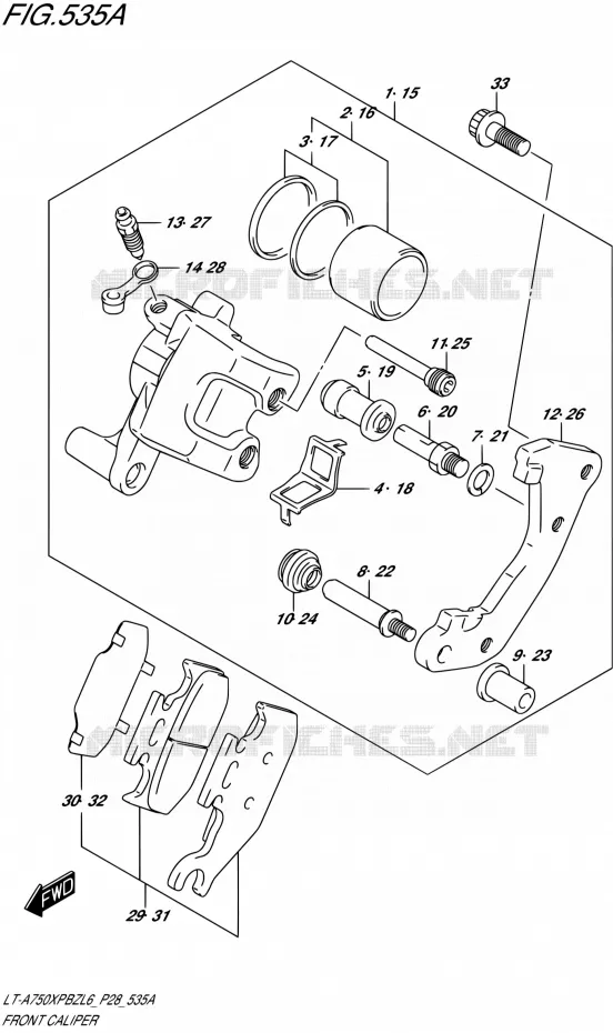 ETRIER DE FREIN AVANT Suzuki QUAD 750 KINGQUAD 2016  LT-A750XPBZ L6 (P28,P33)