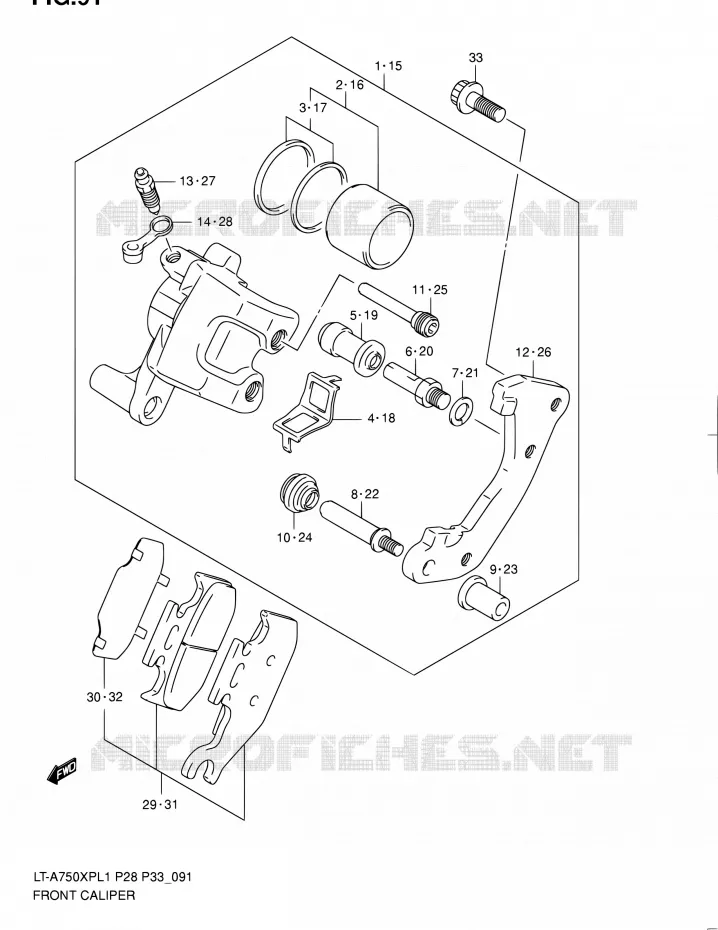 ETRIER DE FREIN AVANT Suzuki QUAD 750 KINGQUAD 2011  LT-A750XP L1/LT-A750XPZ L1 (P02,P28,P33)