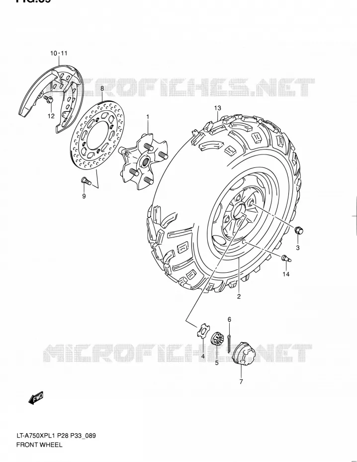 ROUE AVANT Suzuki QUAD 750 KINGQUAD 2011  LT-A750XP L1/LT-A750XPZ L1 (P02,P28,P33)