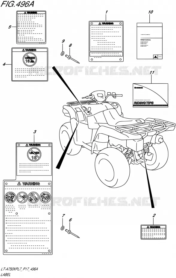 ETIQUETTE Suzuki QUAD 750 KINGQUAD 2017  LT-A750XP L7 (P17)