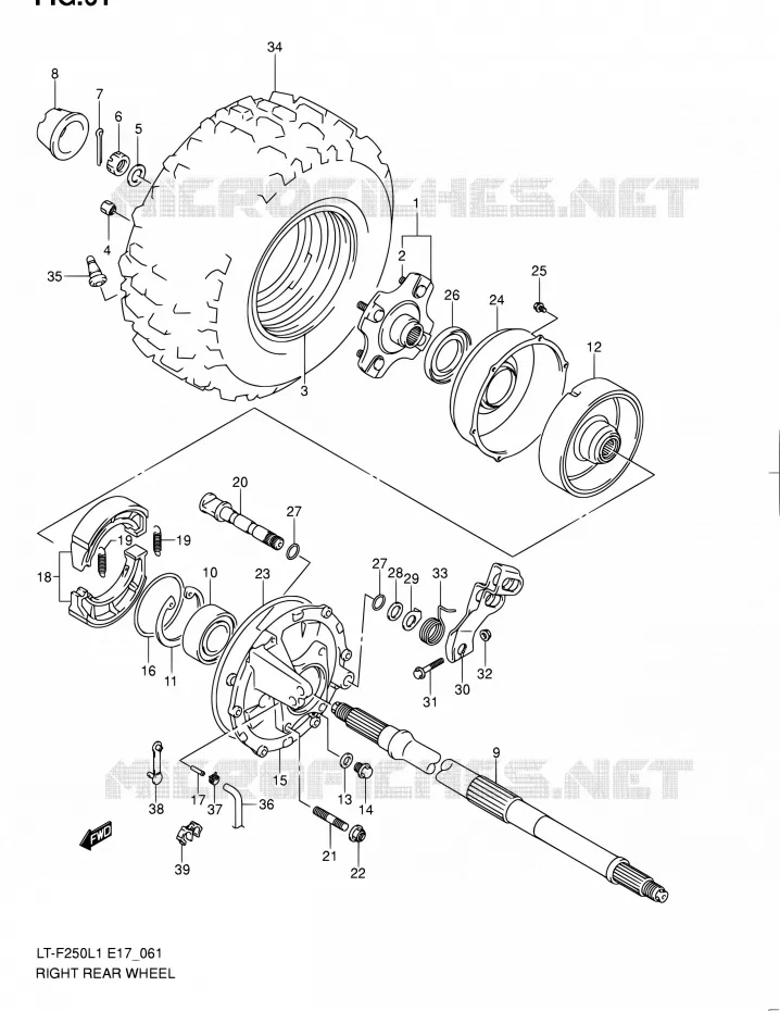 ROUE ARRIERE DROITE Suzuki QUAD 250 OZARK 2011  LT-F250 L1 (E17,E24)