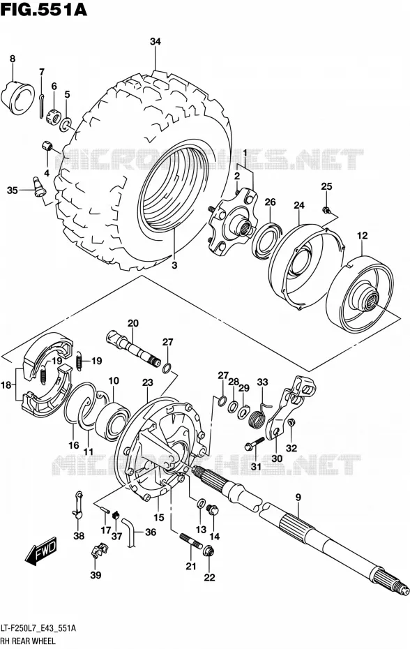 ROUE ARRIERE DROITE Suzuki QUAD 250 OZARK 2017  LT-F250 L7 (E43)