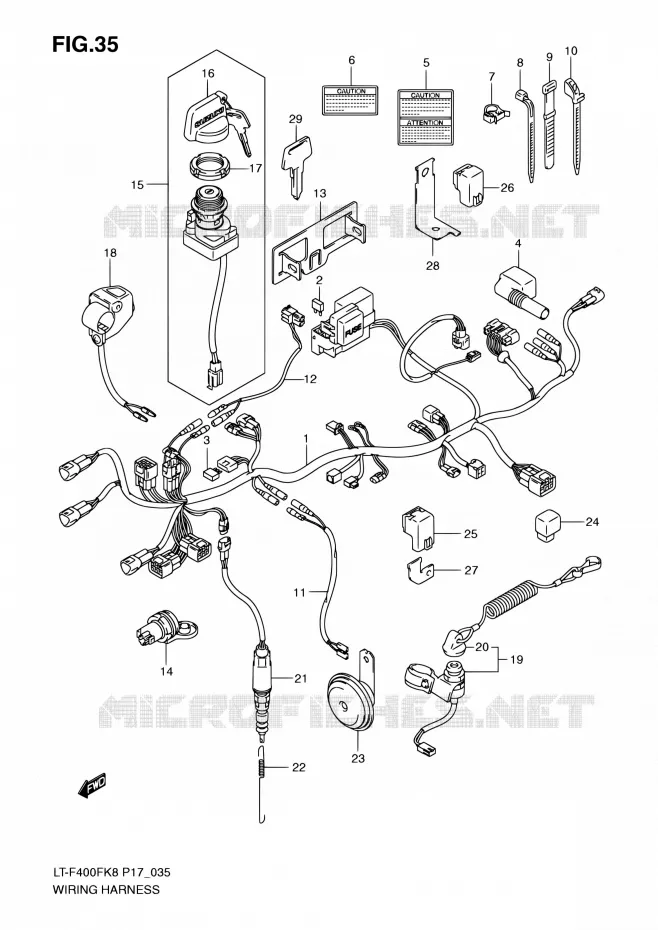 FAISCEAU ELECTRIQUE (LT-F400FK8/FK9) Suzuki QUAD 400 KINGQUAD 2010  LT-F400F L0 (P17,P24)