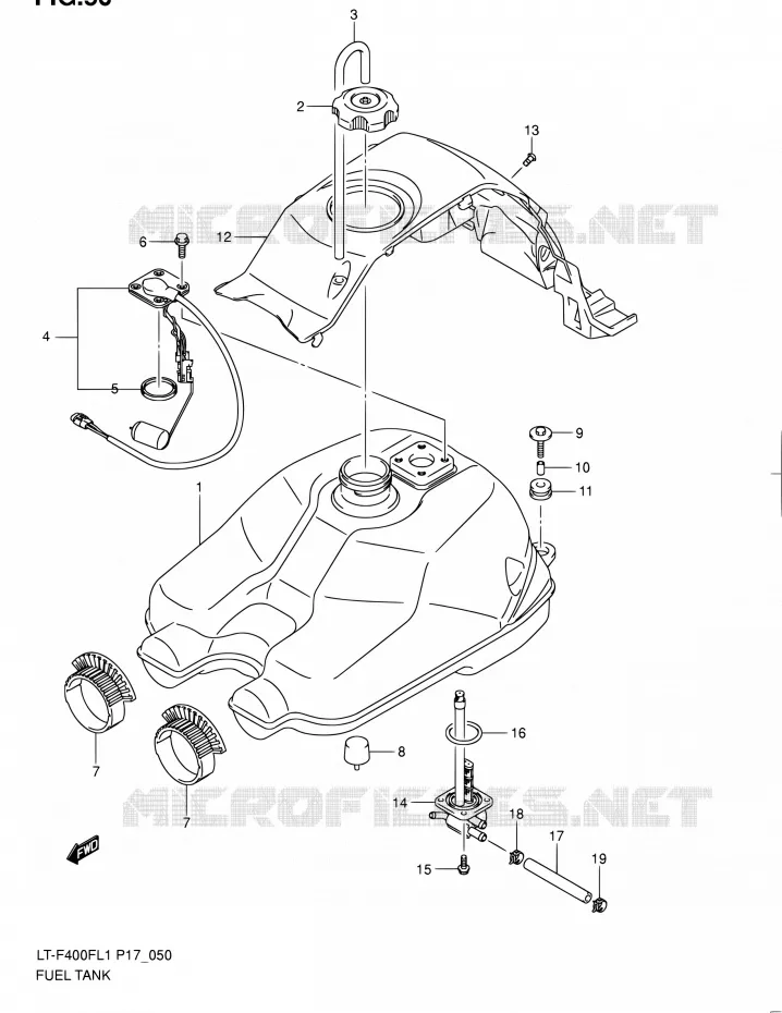 RESERVOIR D'ESSENCE Suzuki QUAD 400 KINGQUAD 2011  LT-F400F L1 (P17,P24)