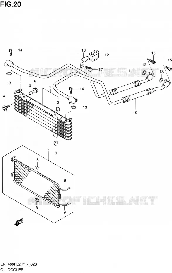 RADIATEUR D'HUILE (LT-F400FZL2 P17) Suzuki QUAD 400 KINGQUAD 2012  LT-F400F L2/LT-F400FZ L2