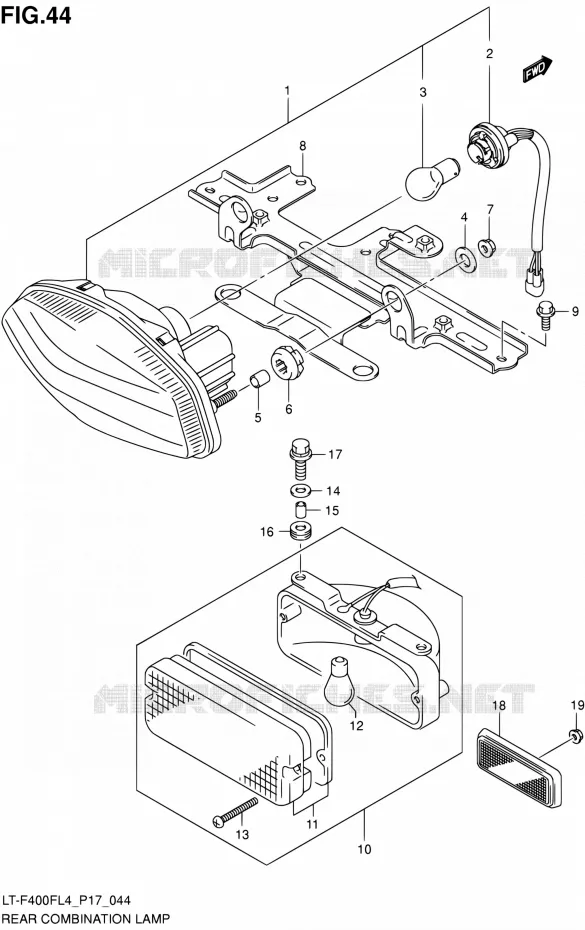 ENSEMBLE FEU ARRIERE (LT-F400FL4 P17) Suzuki QUAD 400 KINGQUAD 2014  LT-F400F L4/LT-F400FZ L4 (P17)