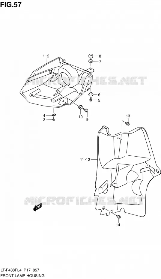 ENTOURAGE DE PHARE AVANT Suzuki QUAD 400 KINGQUAD 2014  LT-F400F L4/LT-F400FZ L4 (P17)