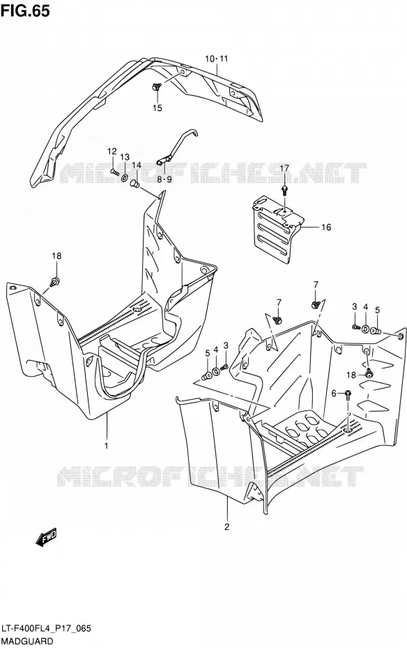 GARDE BOUE (LT-F400FZL4 P17) Suzuki QUAD 400 KINGQUAD 2014  LT-F400F L4/LT-F400FZ L4 (P17)