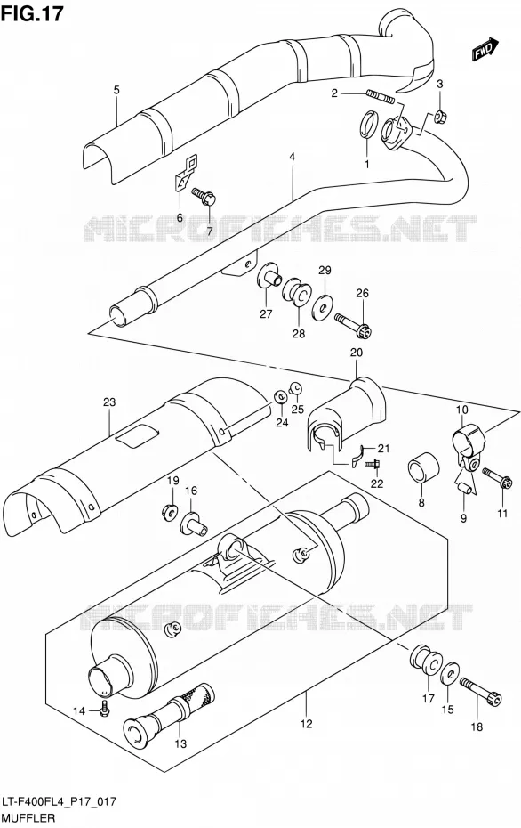 SILENCIEUX (LT-F400FZL4 P17) Suzuki QUAD 400 KINGQUAD 2014  LT-F400F L4/LT-F400FZ L4 (P17)