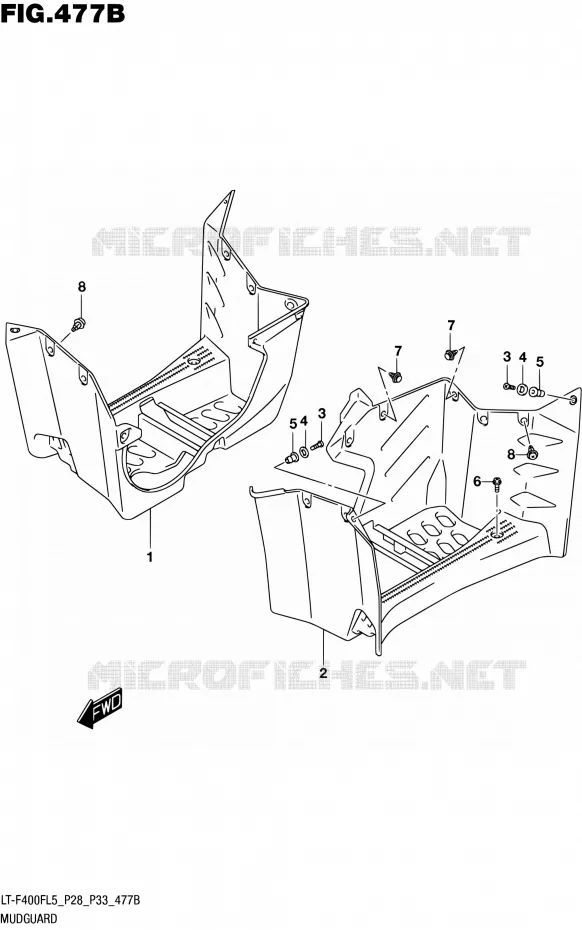 GARDE BOUE (LT-F400FL5 P33) Suzuki QUAD 400 KINGQUAD 2015  LT-F400F L5/LT-F400FZ L5 (P03,P28,P33)