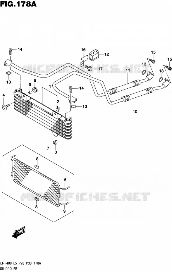 RADIATEUR D'HUILE (LT-F400FL5 P28) Suzuki QUAD 400 KINGQUAD 2015  LT-F400F L5/LT-F400FZ L5 (P03,P28,P33)