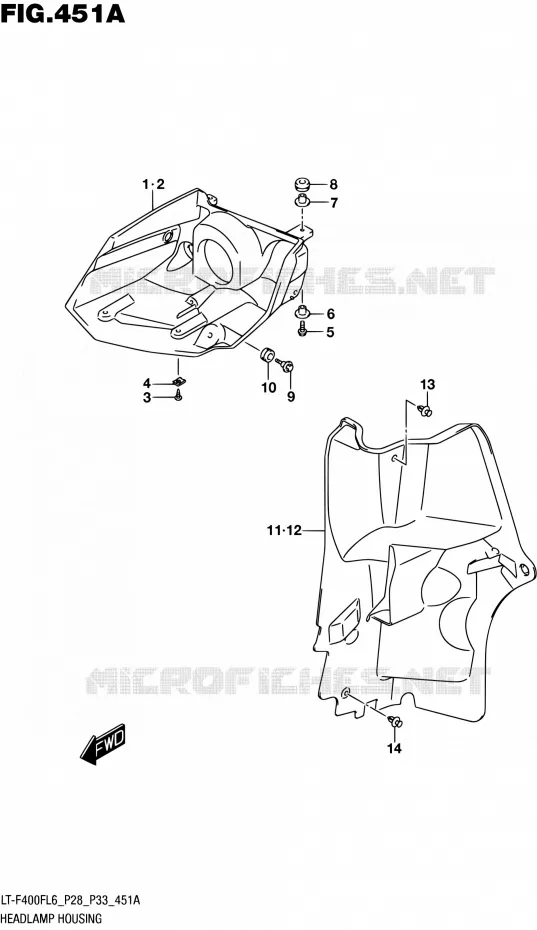 BOL DE PHARE Suzuki QUAD 400 KINGQUAD 2016  LT-F400F L6 (P03,P28,P33)
