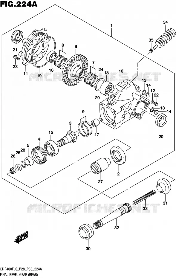 CARDAN - COUPLE CONIQUE (ARRIERE) Suzuki QUAD 400 KINGQUAD 2016  LT-F400F L6 (P03,P28,P33)