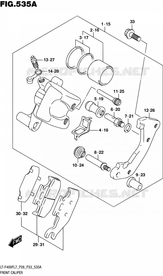 ETRIER DE FREIN AVANT Suzuki QUAD 400 KINGQUAD 2017  LT-F400F L7 (P03,P28,P33)