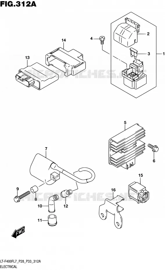 PARTIE ELECTRIQUE (LT-F400FL7 P28) Suzuki QUAD 400 KINGQUAD 2017  LT-F400F L7 (P03,P28,P33)