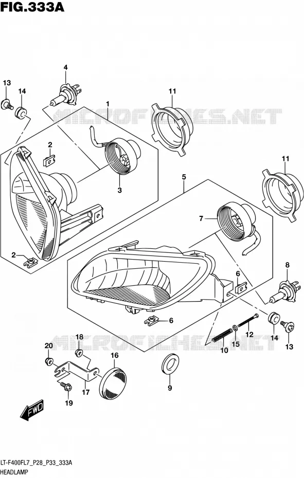PHARE (LT-F400FL7 P28) Suzuki QUAD 400 KINGQUAD 2017  LT-F400F L7 (P03,P28,P33)