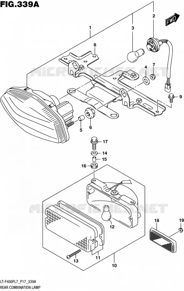 ENSEMBLE FEU ARRIERE Suzuki QUAD 400 KINGQUAD 2017  LT-F400F L7 (P17)