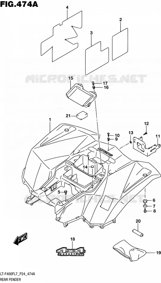 GARDE BOUE ARRIERE Suzuki QUAD 400 KINGQUAD 2017  LT-F400F L7 (P24)