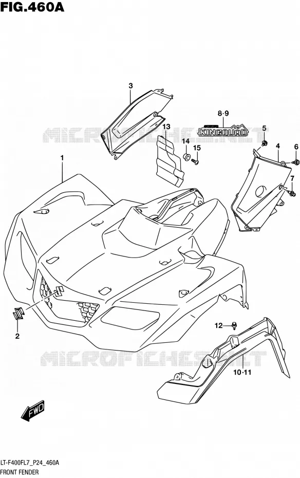 GARDE BOUE AVANT Suzuki QUAD 400 KINGQUAD 2017  LT-F400F L7 (P24)
