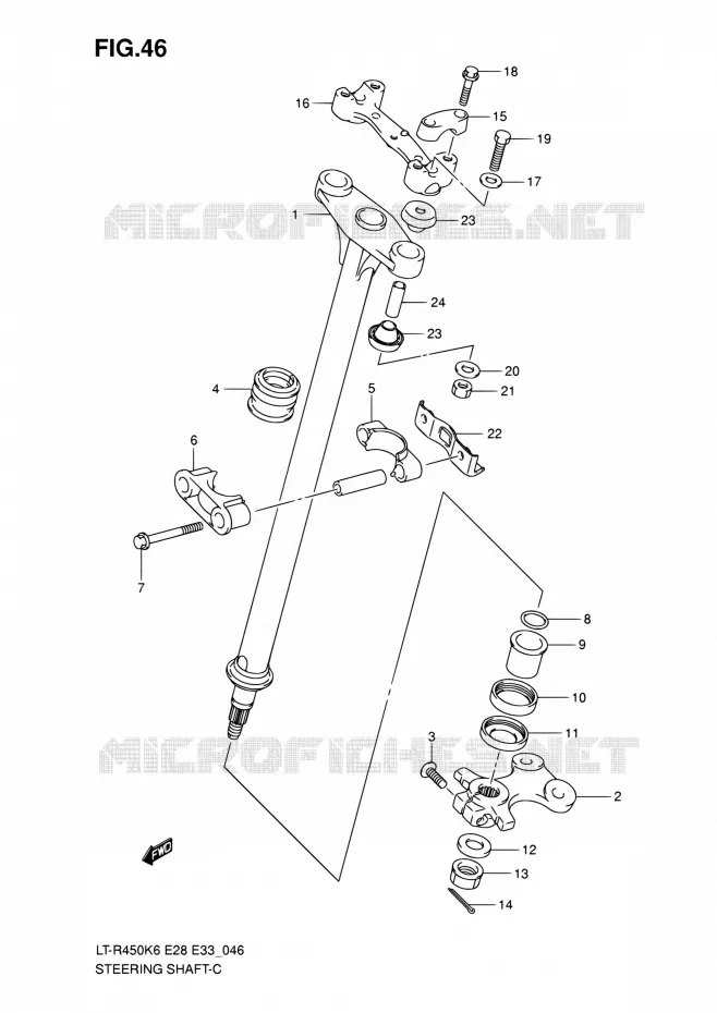 COLONNE DE DIRECTION Suzuki QUAD 450 QUADRACER 2010  LT-R450 L0/LT-R450Z L0 (E28,E33)