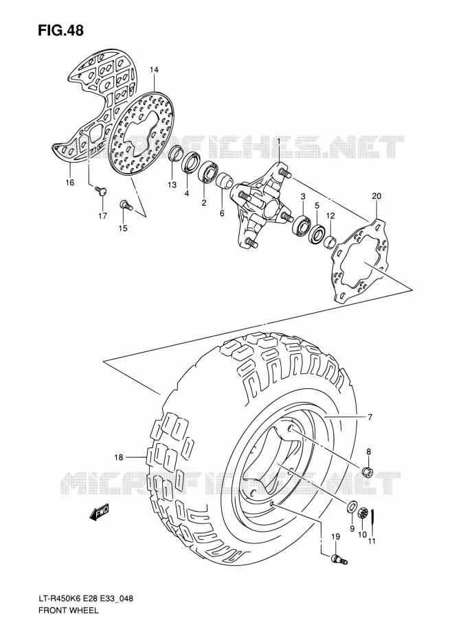 ROUE AVANT Suzuki QUAD 450 QUADRACER 2010  LT-R450 L0/LT-R450Z L0 (E28,E33)