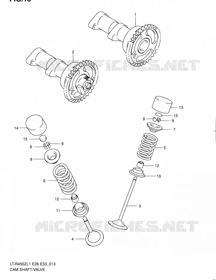 ARBRE A CAMES - VALVE Suzuki QUAD 450 QUADRACER 2011  LT-R450 L1/LT-R450Z L1 (E03,E28,E33)