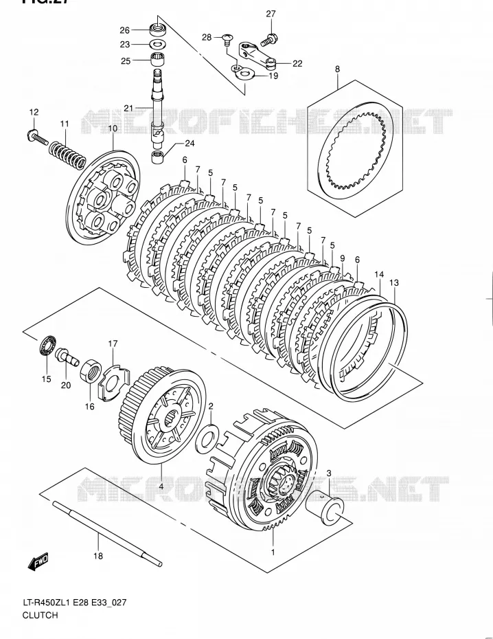 EMBRAYAGE Suzuki QUAD 450 QUADRACER 2011  LT-R450 L1/LT-R450Z L1 (E03,E28,E33)