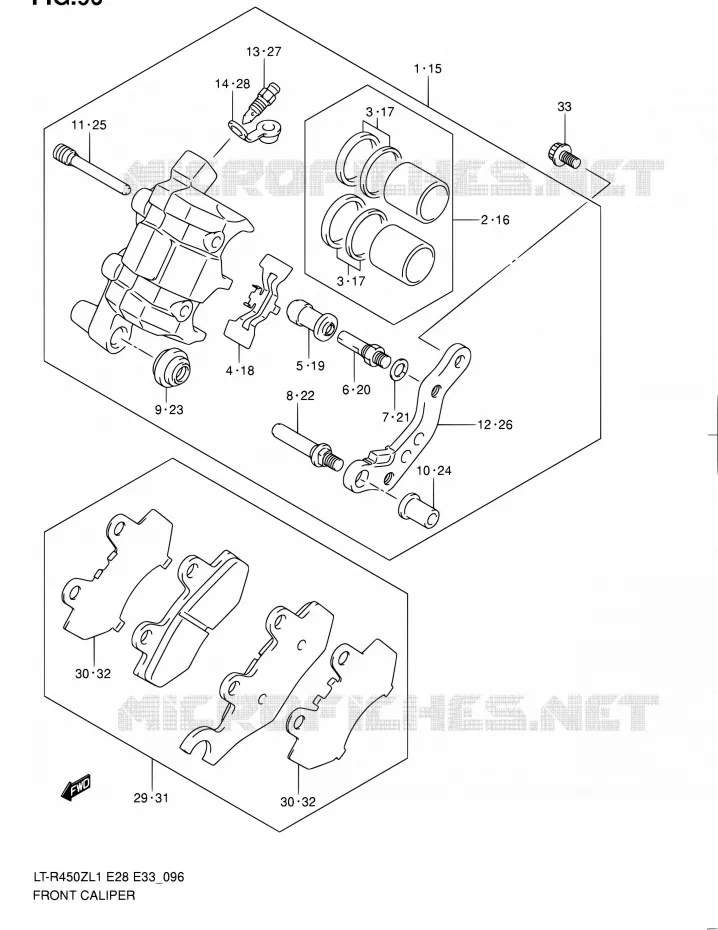 ETRIER DE FREIN AVANT Suzuki QUAD 450 QUADRACER 2011  LT-R450 L1/LT-R450Z L1 (E03,E28,E33)