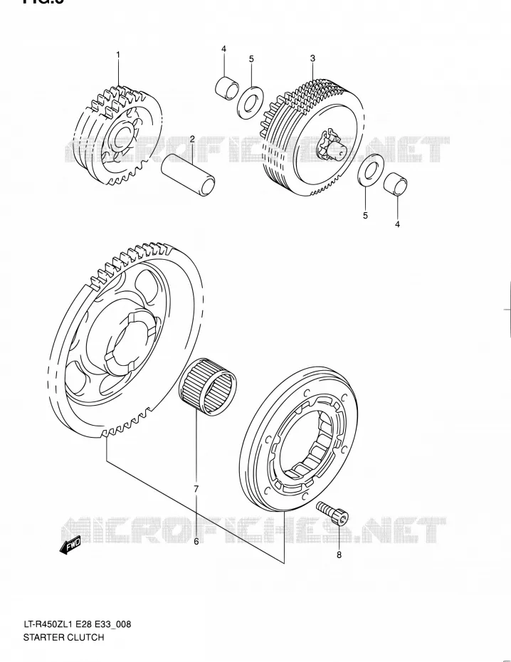 ROUE LIBRE DE DEMARREUR Suzuki QUAD 450 QUADRACER 2011  LT-R450 L1/LT-R450Z L1 (E03,E28,E33)