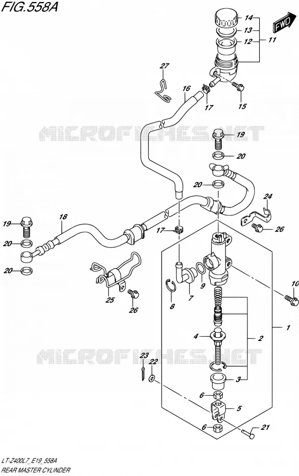 MAITRE CYLINDRE ARRIERE Suzuki QUAD 400 QUADSPORT 2017  LT-Z400 L7 (E19)