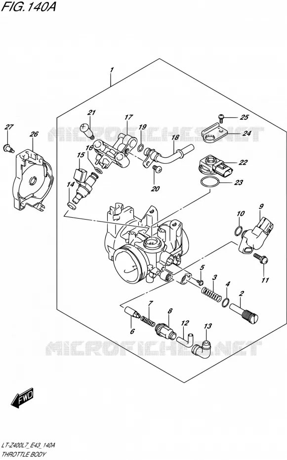 CORPS DE PAPILLON Suzuki QUAD 400 QUADSPORT 2017  LT-Z400 L7 (E43)