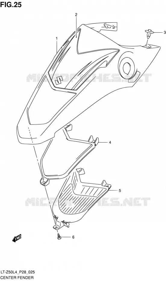CARENAGE CENTRAL Suzuki QUAD 50 QUADSPORT 1992  LT-Z50 L4 (P03,P28,P33)
